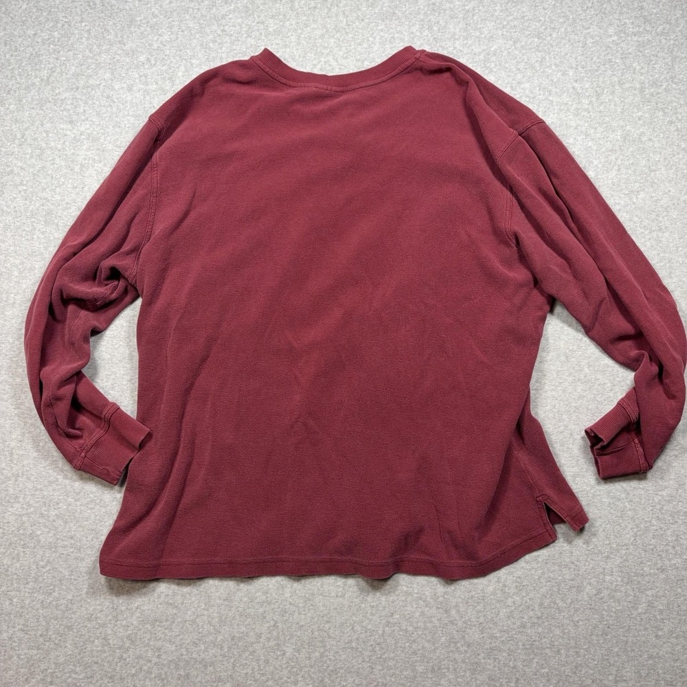 L.L.Bean Shirt Mens 2XL Red Henley Long Sleeve Thermal Waffle Knit Cotton - Picture 4 of 11